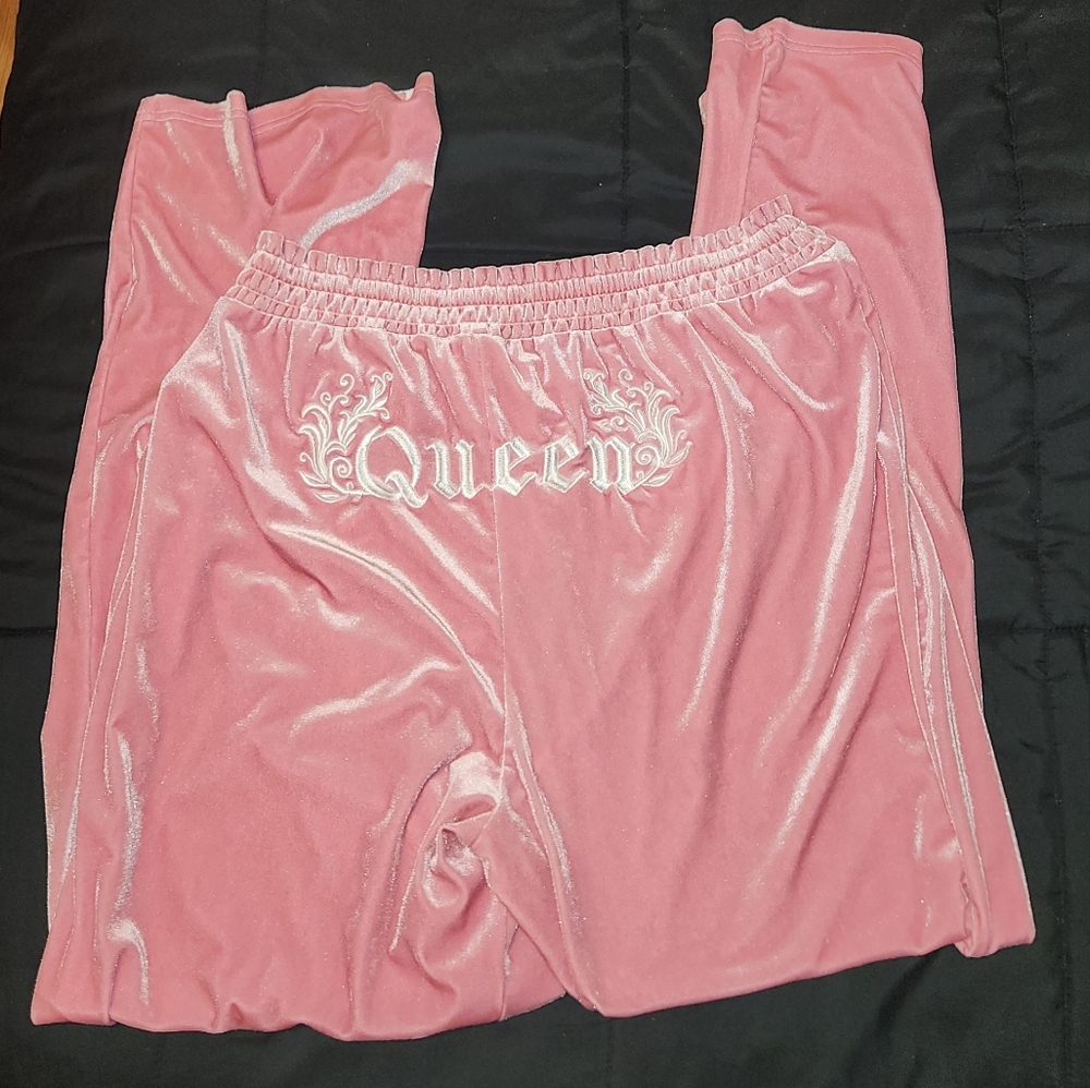 dollskill barbie pink velvet velour track pants